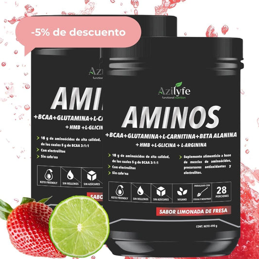 Pack x 2. Aminoacidos esenciales + BCAA + Glutamina + Carnitina + Beta Alanina + HBM + Glicina + Arginina