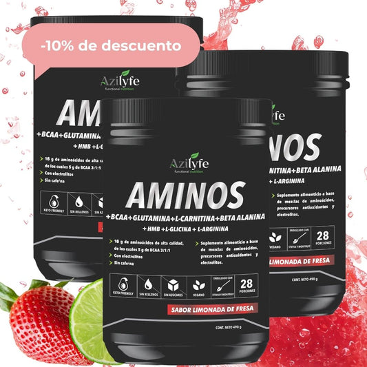 Pack x 3. Aminoacidos esenciales + BCAA + Glutamina + Carnitina + Beta Alanina + HBM + Glicina + Arginina